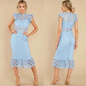 Just Me Light Blue Lace Dress